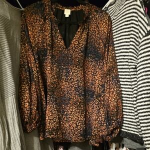 Leopard Print V-Neck Blouse